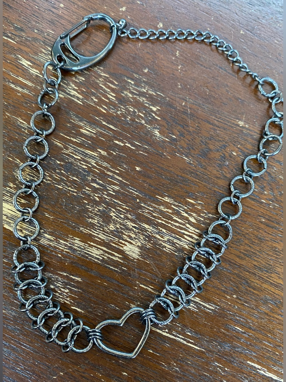 Women’s Heart Link Necklace - Gunmetal